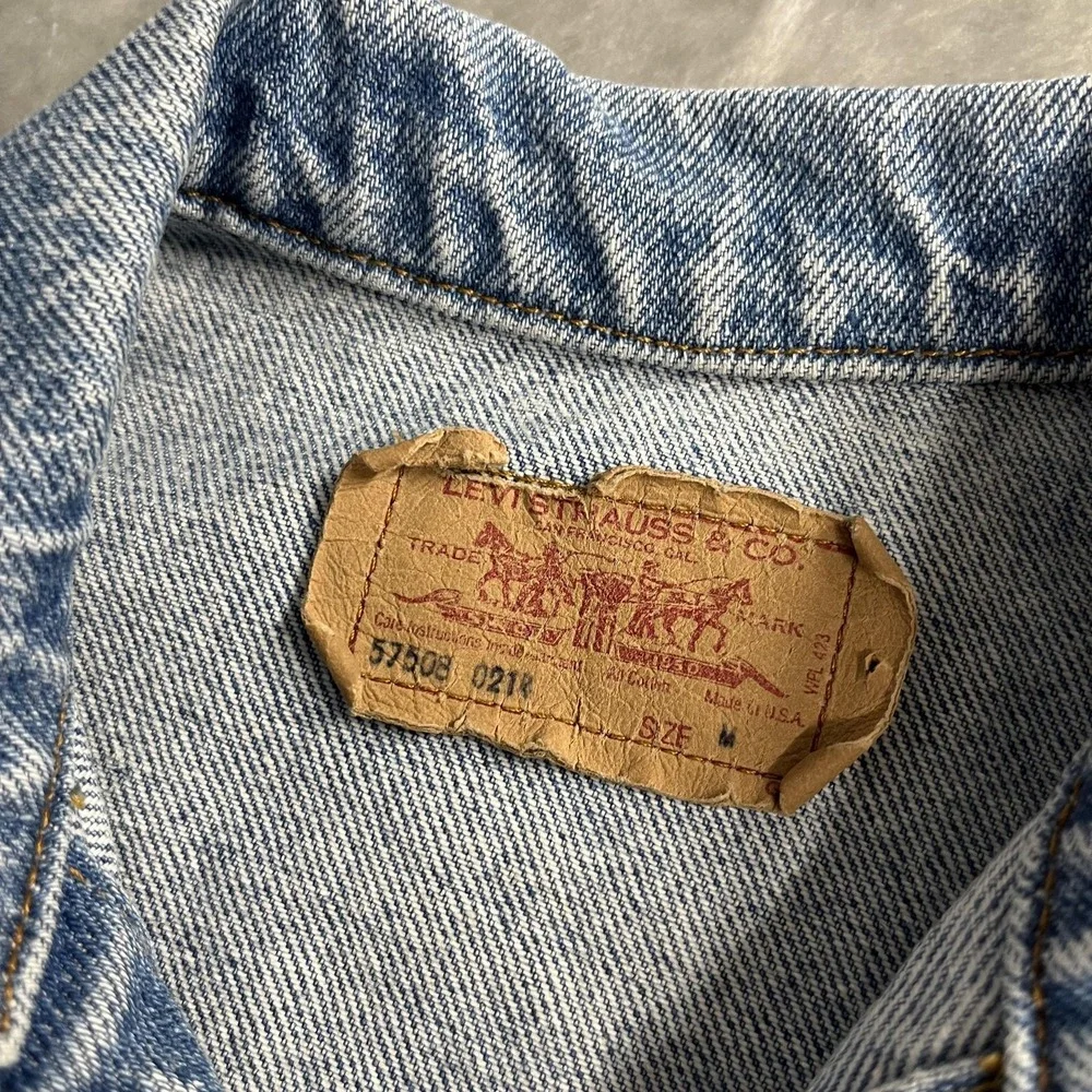 Vintage‎ Levi's Jacket Boys Medium Blue Denim Trucker Biker 57508 0214 USA